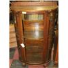 Image 1 : ANTIQUE OAK FULL HEIGHT CURVED GLASS CABINET