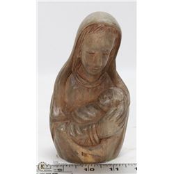 WOOD CARVED LADY HOLDING BABY