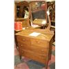 Image 1 : ANTIQUE 4 DRAWER DRESSER WITH SWINGING MIRROR