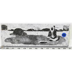 42) SIGNED SOAPSTONE ESKIMO CARVING