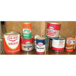 LOT OF ANTIQUE & VINTAGE GREASE AND MOTOR OIL TINS