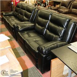 NEW BLACK LEATHERETTE RECLINING SOFA AND LOVE SEAT