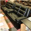Image 1 : NEW BLACK LEATHERETTE RECLINING SOFA AND LOVE SEAT