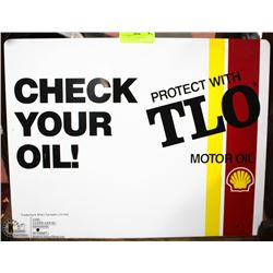 SHELL OIL 2 SIDED METAL ADVERTISING SIGN