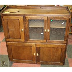 ANTIQUE SMALL OAK KITCHEN CABINET 38X12X36