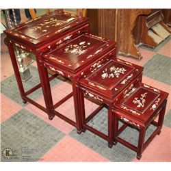 VINTAGE SOLID WOOD 4-LEVEL NESTING TABLE