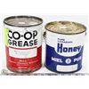 Image 1 : VINTAGE CO-OP GREASE TIN & PURE CANADIAN HONEY TIN