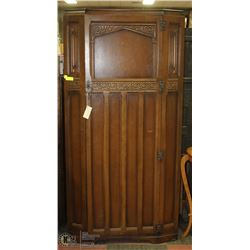 ANTIQUE OAK HALL WARDROBE WITH ORIGINAL HARDWARE