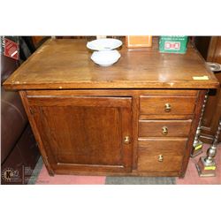 ANTIQUE 3 DRAWER 1 DOOR KITCHEN CABINET 39X27X31