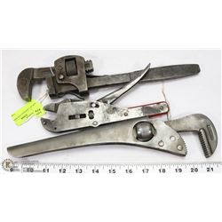 LOT OF 3 VINTAGE  PIPE WRENCHES