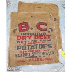PAIR OF VINTAGE B.C TABLE POTATO BAGS
