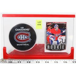 CARRIE PRICE ROOKIE CARD AND HOCKEY PUCK DISPLAY