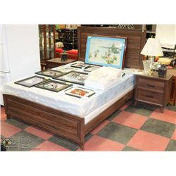 NEW DARK WOOD TONE QUEEN SIZE BEDFRAME WITH