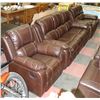 Image 2 : NEW MUNICH BROWN LEATHERETTE RECLINING SOFA, LOVE