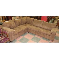 BROWN MICROFIBRE HIDE A  BED SECTIONAL (AS IS )
