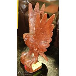 15) HAND CARVED EAGLE, CRACKED BASE