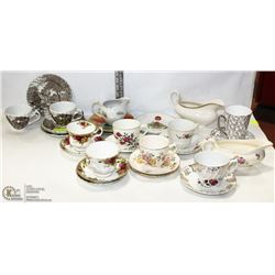 LOT OF VINTAGE CUPS,SAUCERS,GRAVY BOATS