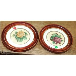 142) PAIR OF FRAMED PETIT POINT ROSES