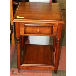 WOOD HALL TABLE WITH DRAWER & SHELF