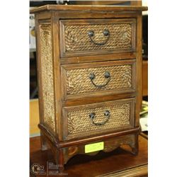 VINTAGE HANDMADE 3 DRAW WOOD JEWELRY BOX