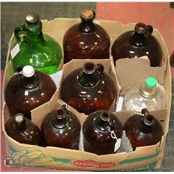 LOT OF 10 MEDIUM SIZE GLASS JUGS