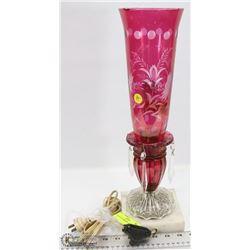 ANTIQUE CRANBERRY GLASS LAMP
