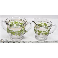 VINTAGE GILDED PAINTED CREAM AND SUGAR DISHES