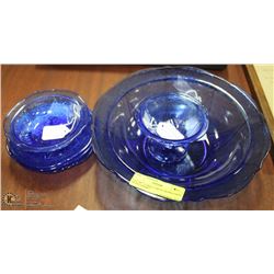 LOT OF 7 COBALT BLUE DEPRESSION GLASS DISHES