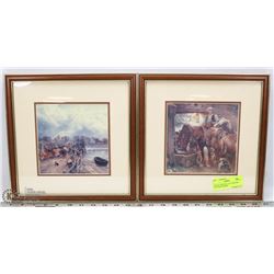 PAIR OF VINTAGE 11X11 MATTED PICTURES FRAMED