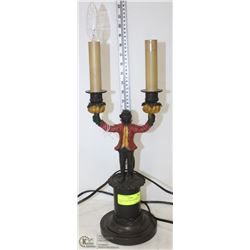 VINTAGE CAST METAL MONKEY LAMP.