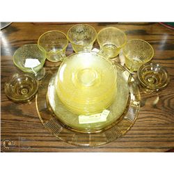 LOT OF 22 ASSORTED YELLOW DEPRESSION GLASS DISHES