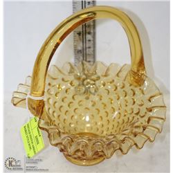 VINTAGE FENTON AMBERINA BASKET STYLE BOWL