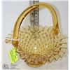 Image 1 : VINTAGE FENTON AMBERINA BASKET STYLE BOWL