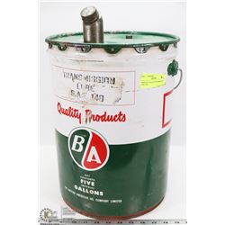 VINTAGE 5 GAL BA TRANSMISSION LUBE TIN