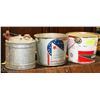 Image 1 : LOT OF 2 VINTAGE PAILS WITH VINTAGE GAS CAN