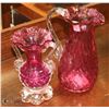 Image 1 : PAIR OF VINTAGE PINK GLASS PITCHERS