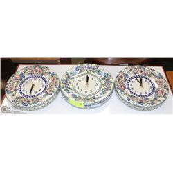 LOT OF 3 WIZA POLAND UNIKAT HANDMADE CLOCKS