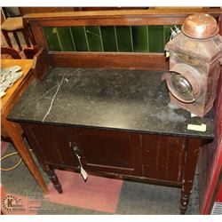 ANTIQUE MARBLE TOP WASH STAND W/TILE CIRCA 1920S