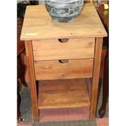 PINE WOOD 2 DRAWER END TABLE