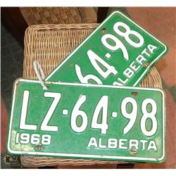 SET OF 1968 VINTAGE ALBERTA LICENSE PLATES