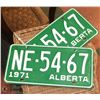 Image 1 : SET OF 1971 VINTAGE ALBERTA LICENSE PLATES