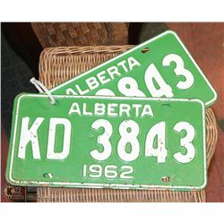SET OF 1962 VINTAGE ALBERTA LICENSE PLATES