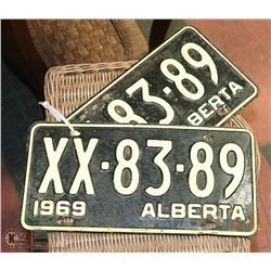 SET OF 1969 VINTAGE ALBERTA LICENSE PLATES