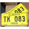 Image 1 : SET OF 1958 VINTAGE ALBERTA LICENSE PLATES
