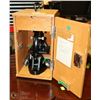 Image 1 : 1961 MICROSCOPE WITH LENS AND WOOD CASE