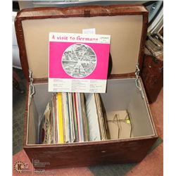 VINTAGE LEATHERETTE STORAGE STOOL WITH LPS