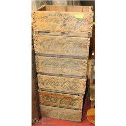 LOT OF 6 VINTAGE COCA COLA WOOD CRATES