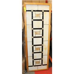 STAINED GLASS PANEL FRAMED, YELLOW AND CARAMEL