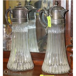 LOT OF 2 GLASS SILVER PLATED PITCHERS