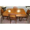 Image 1 : ANTIQUE WOOD TABLE WITH 4 SIDE CHAIRS